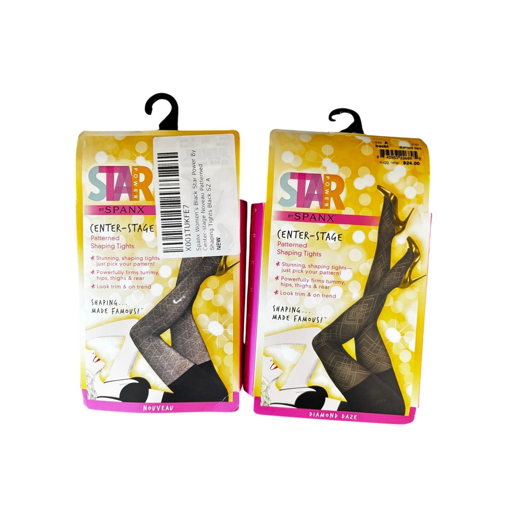 Spanx Star Power Center-Stage Patterned Shaping‎ Tights Size A Black Lot of 2